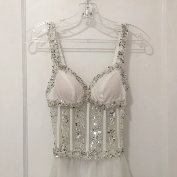 NWT Colors Dress White with Sequins Size 0